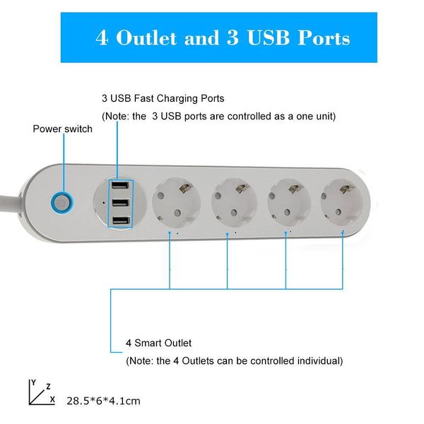 WIFI мережевий фільтр на 4 розетки SA-P402A 4G-484-1037 фото