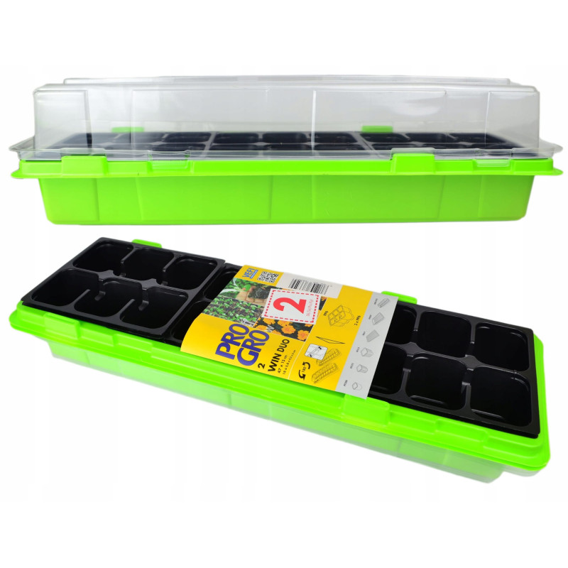 Проращиватель на 18 ячеек с крышкой (комплект 2 шт.), 47x16x8см