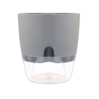 Горшок с автополивом серый, 15,3x18,2см