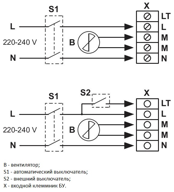 Схема подключения БУ-1-60 ТНФ